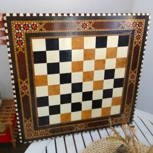 Antique 1920s solid wooden chess board